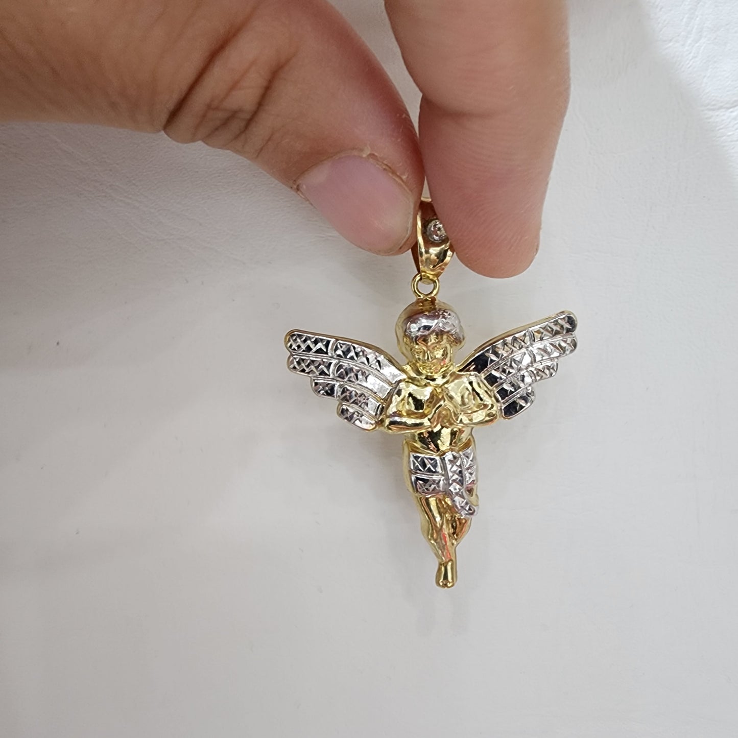 10K Gold Two Tone Angel Pendant