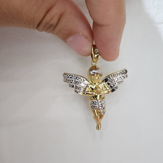 10K Gold Two Tone Angel Pendant
