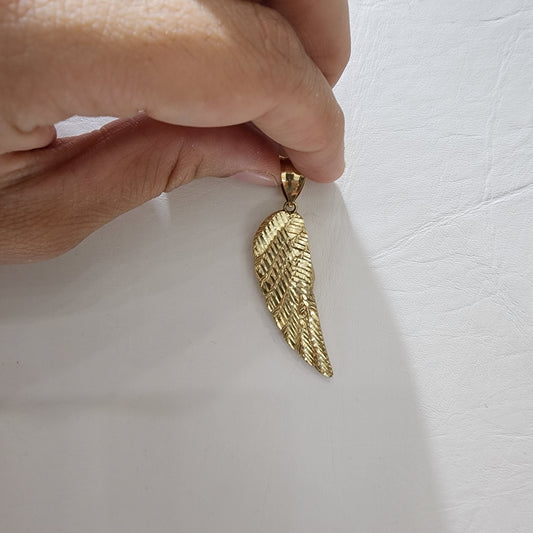 10K Gold Angel Feather Pendant