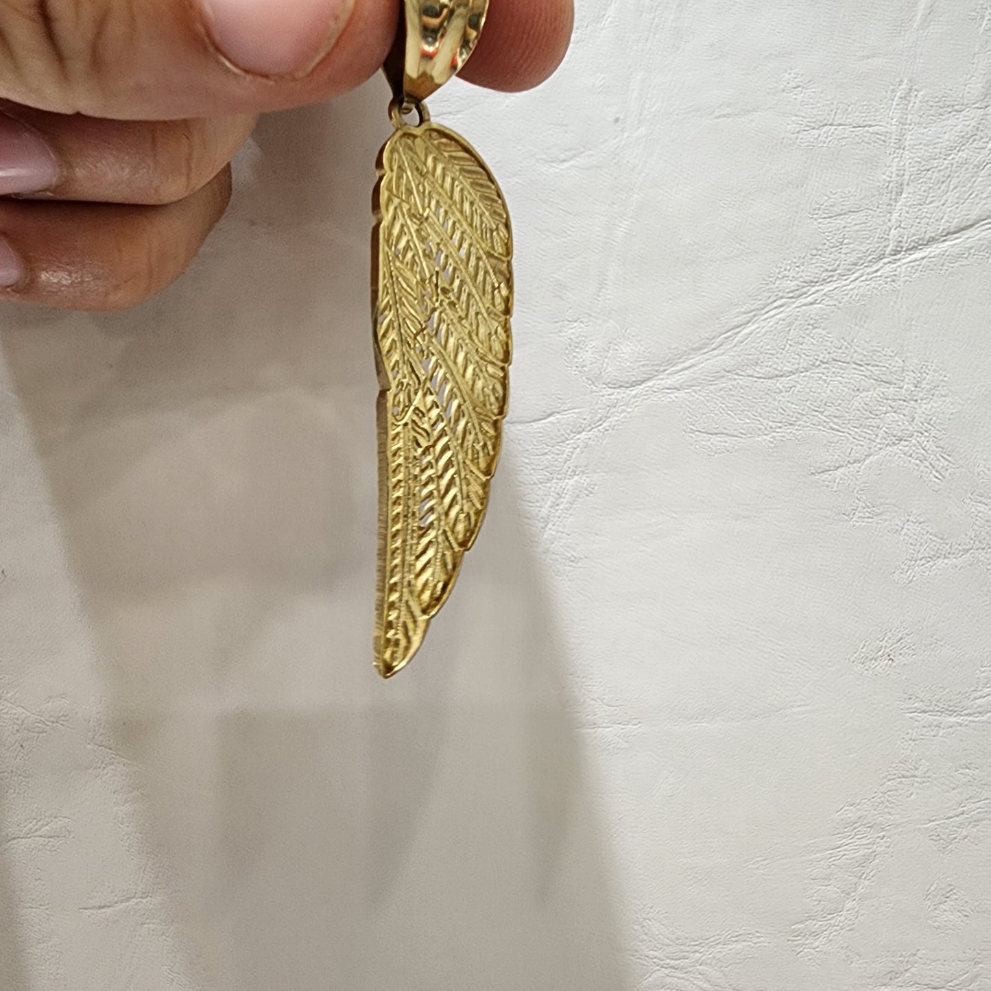 10K Gold Angel Feather Pendant