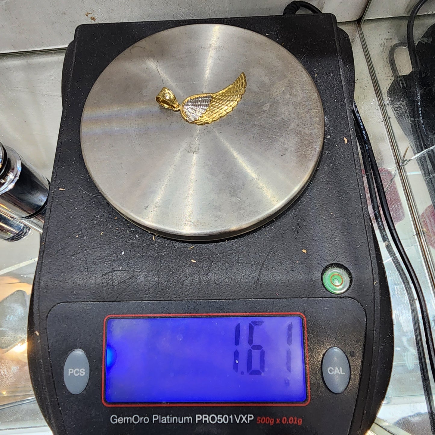 10K Gold Two-Tone Angel Feather Pendant