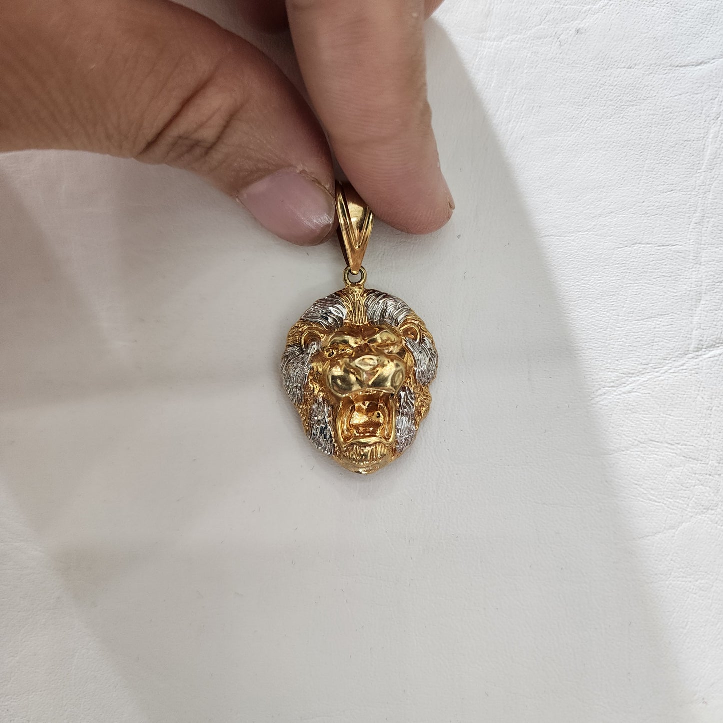 10K Gold Two-Tone Lion Head Pendant