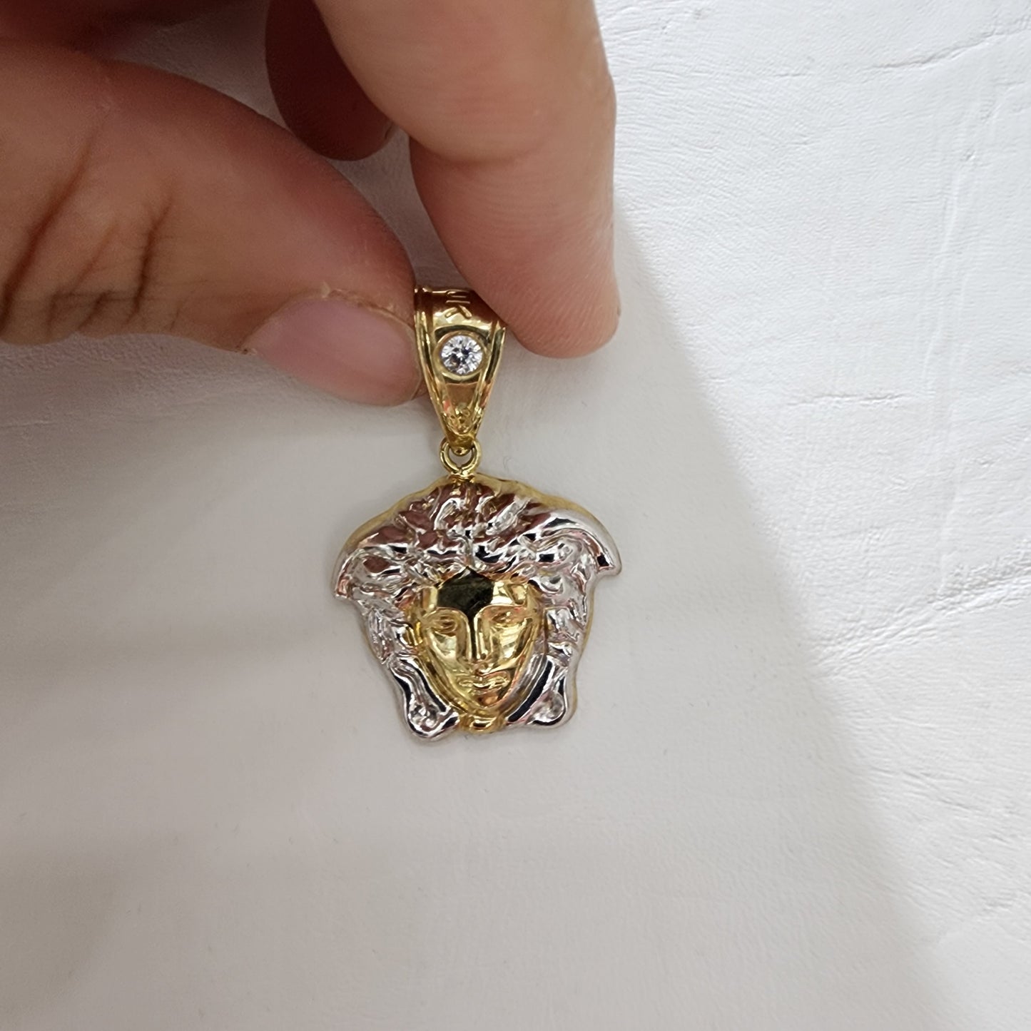 10K Gold Two-Tone Medusa Head Pendant