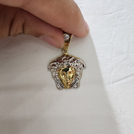 10K Gold Two-Tone Medusa Head Pendant
