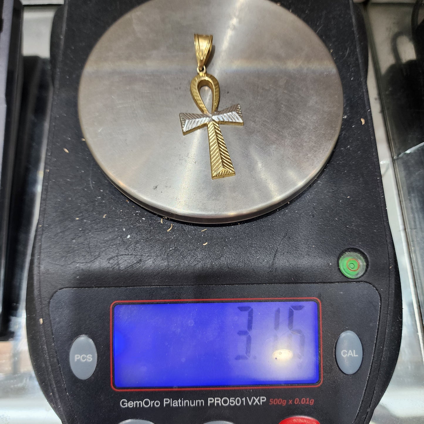 10K Gold Two-Tone Ankh Pendant