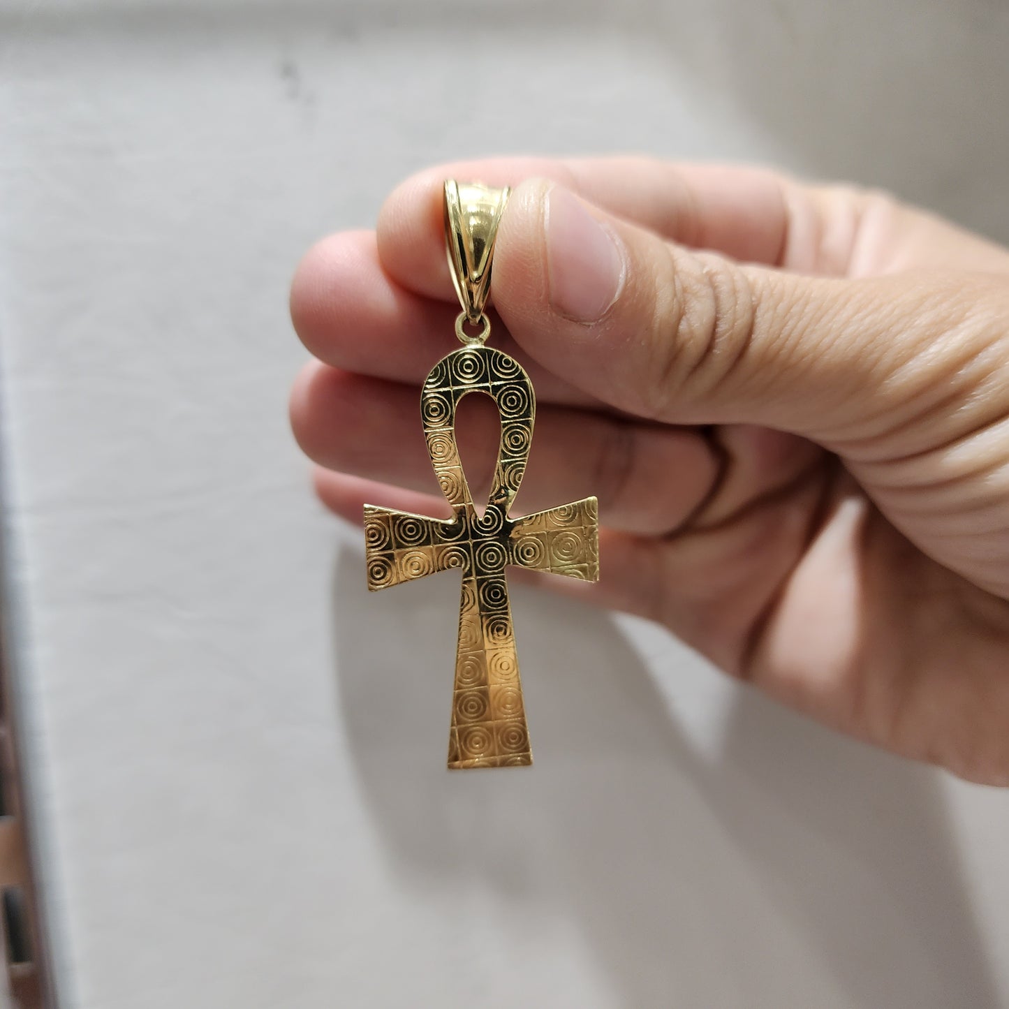 10K Gold Two-Tone Ankh Pendant