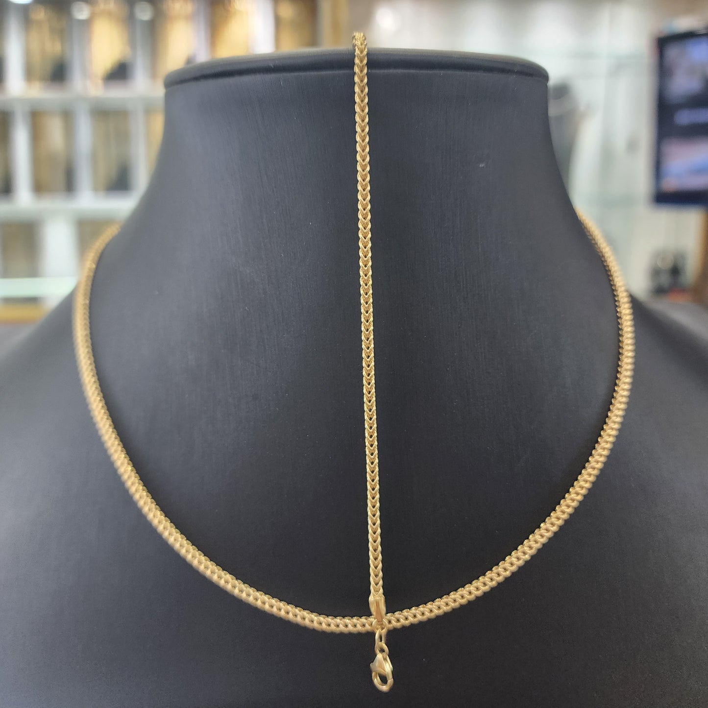 Combinación de pulsera y cadena Franco de oro de 10 quilates