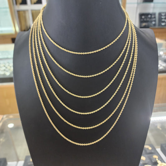 10K Gold 2.2mm Rope Chain