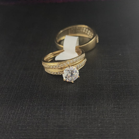 10K Gold CZ 3pc Ring