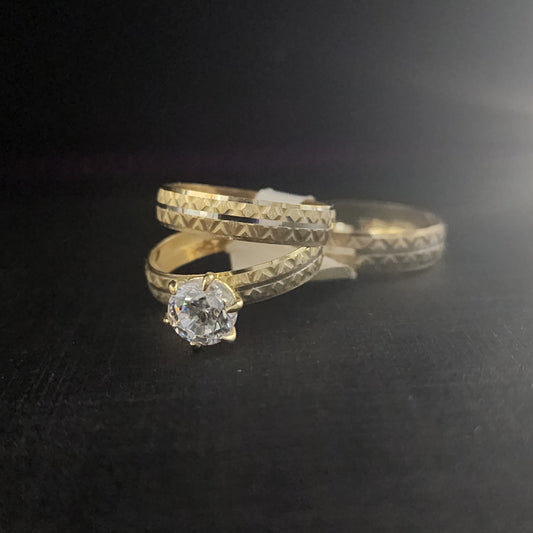 10K Gold CZ 3pc Rings