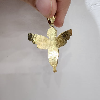 Colgante de ángel de dos tonos de oro de 10 quilates