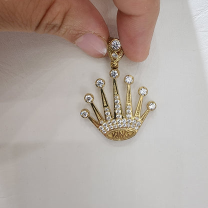 Colgante de corona de rey de oro de 10 quilates