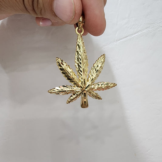 10K Gold Weed Pendant