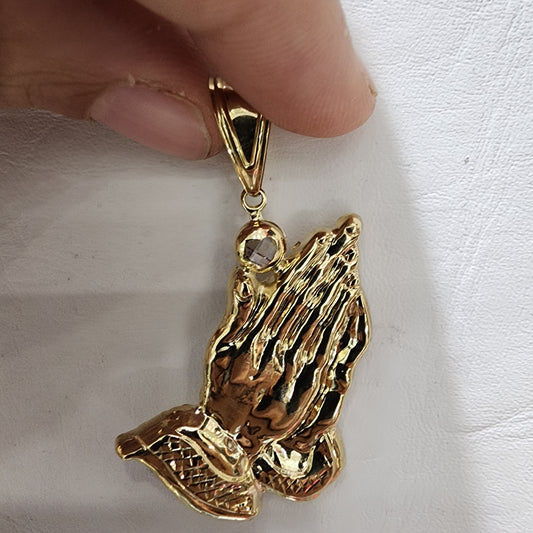 10K Gold Prayer Hand Pendant