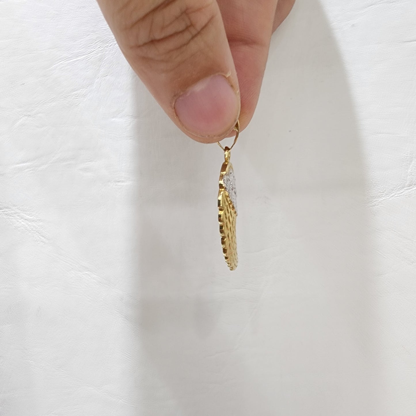 10K Gold Two-Tone Angel Feather Pendant