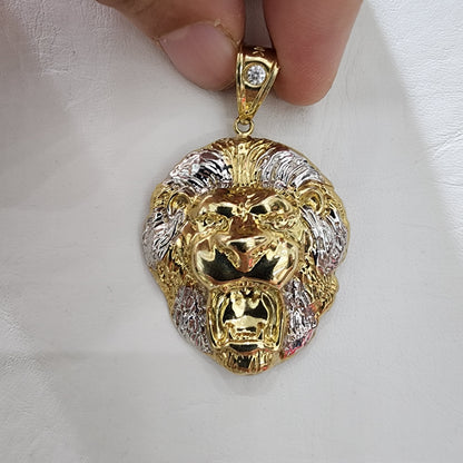 10K Gold Two-Tone Lion Head Pendant
