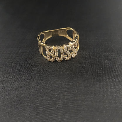 10K Gold CZ BOSS Ring